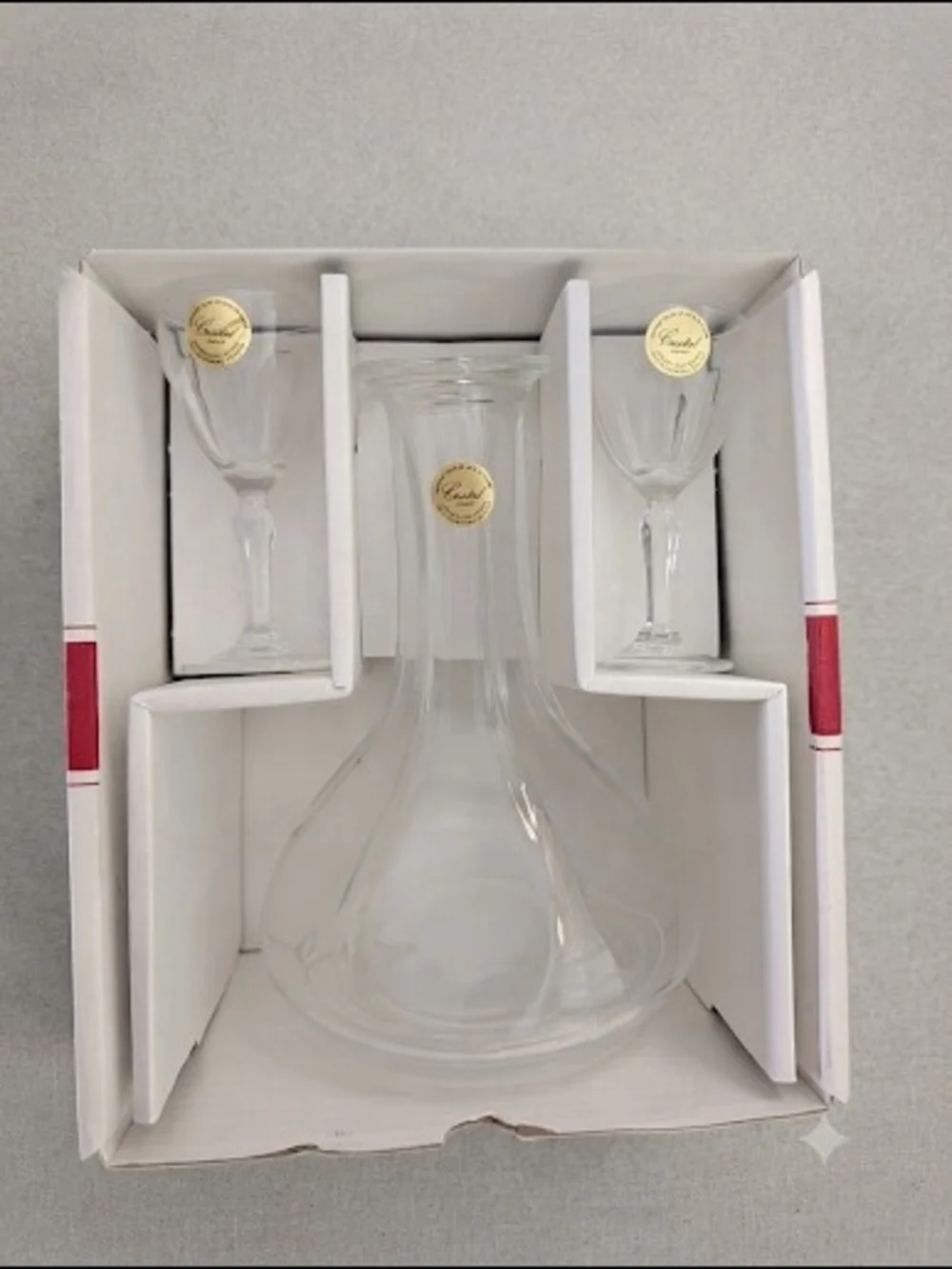 Vintage PS Fine Crystal Wine Decanter & 2 Glass Set - NIB